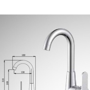 ברז פרח נמוך לכיור אינטגרלי – ידית רחבה – פיה מסתובבת