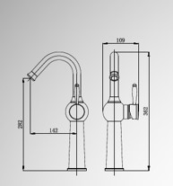 ברז גבוה לכיור – פיה מסתובבת